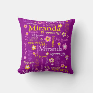 Cojín Decorativo Chicas amarillo morado Miranda nombre personalizad