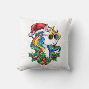 Cojín Decorativo Chicas Chicos Unicornio de Navidad Santa Monas Niñ