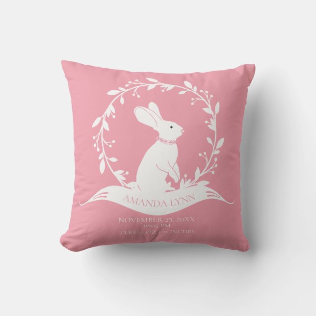 Cojín Decorativo Chicas conejitas Nacimiento Estadísticas Pillow (Anverso)