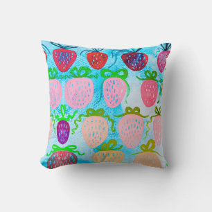 Cojín Decorativo Chicas Coquette Strawberry Watercolor Habitación P
