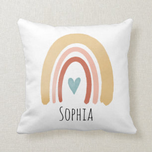 Cojín Decorativo Chicas cortan el arcoiris de color boho y niños de