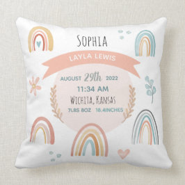 Cojín Decorativo Chicas cortan el arcoiris rosado, estadísticas de 