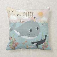 Chicas Cutan Ilustracion de ballena en el océano N