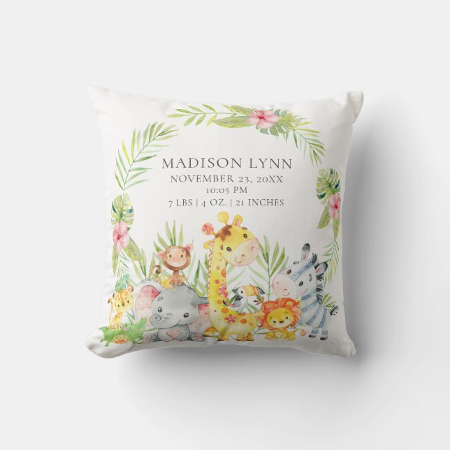 Cojín Decorativo Chicas de animales de la jungla Estatua del bebé (Anverso)