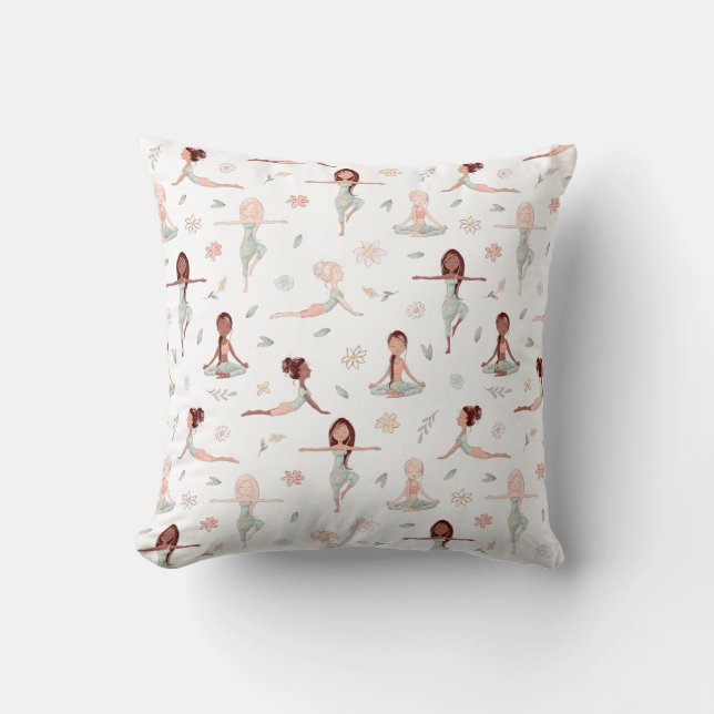 Cojín Decorativo Chicas de clase Zen Yoga Meditación Espiritual Nam (Anverso)