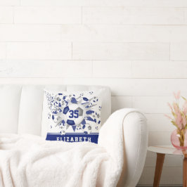 Cojín Decorativo chicas de deportes grises azules llaman estrellas 