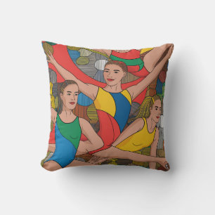 Cojín Decorativo Chicas de gimnasia acro bailarinas patrón colorido
