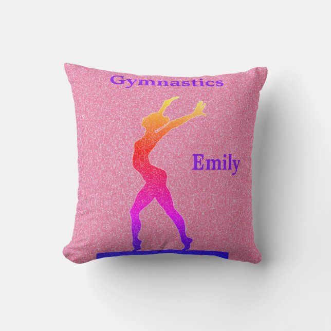 Cojín Decorativo Chicas de gimnasia Purpurina rosado (Anverso)