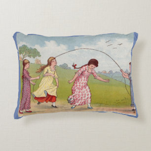 Cojín Decorativo chicas del siglo XIX jugando a la cuerda de salto