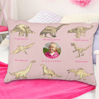 Cojín Decorativo Chicas Dinosaurio Nombre y Foto Personalizados Ros