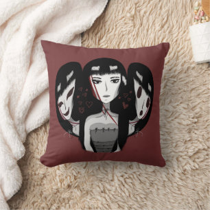 Cojín Decorativo Chicas Emo Rojos
