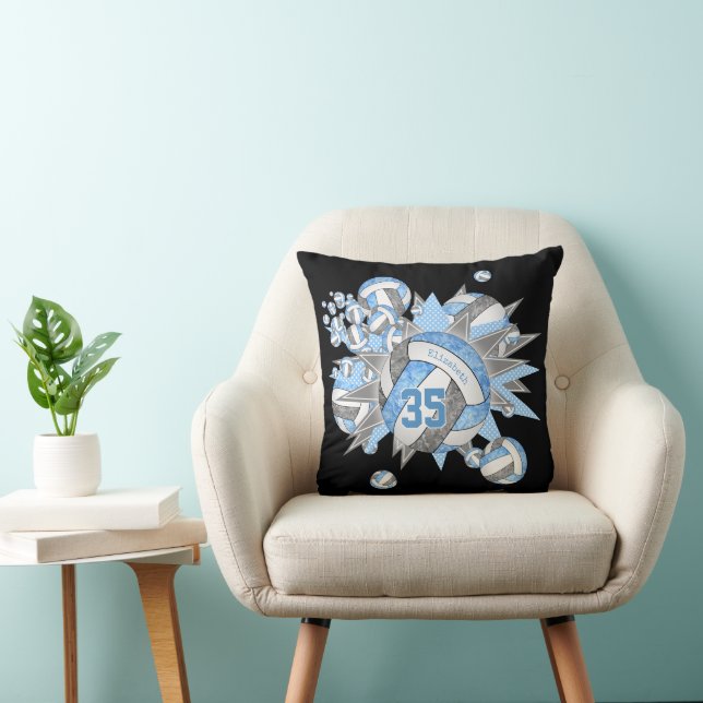 Cojín Decorativo chicas estrellas de voleibol gris azul claro (Silla)