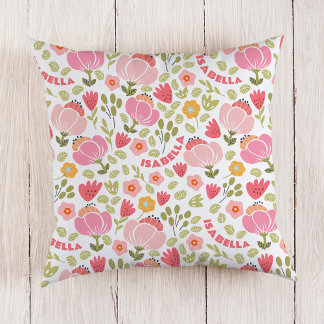 Cojín Decorativo Chicas Florales Rosa Nombre Pillow
