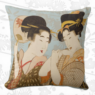 Cojín Decorativo Chicas Geishas Japonesas Vintage en Kimonos