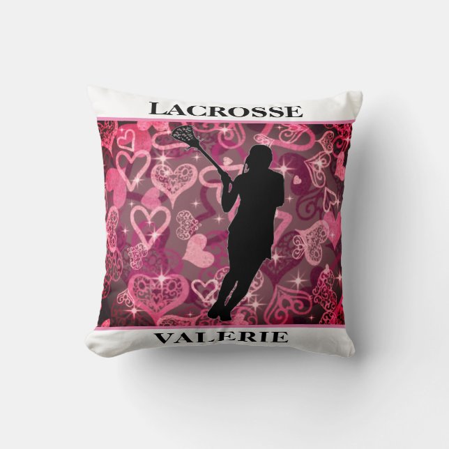 Cojín Decorativo Chicas Lacrosse Rosas flotantes corazón (Anverso)