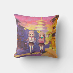 Cojín Decorativo Chicas lindas de anime de helado
