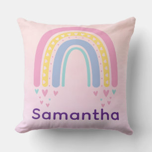 Cojín Decorativo Chicas Nombre Personalizado Arcoíris Rosa