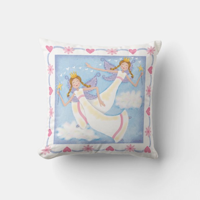 Cojín Decorativo Chicas personalizados mágicos de acuarela (Anverso)