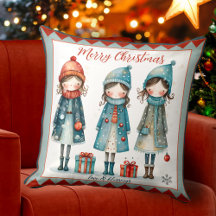 Chicas ricas Navidades festivos singulares Pillow