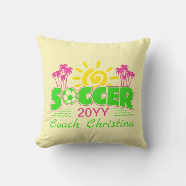 Cojín Decorativo Chicas Soccer Sunshine Palm Trees (Anverso)