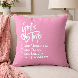 Cojín Decorativo Chicas Viaje Crear Recuerdos Rosa
