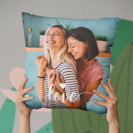 Cojín Decorativo Chicas White Love Script con Heart Valentine