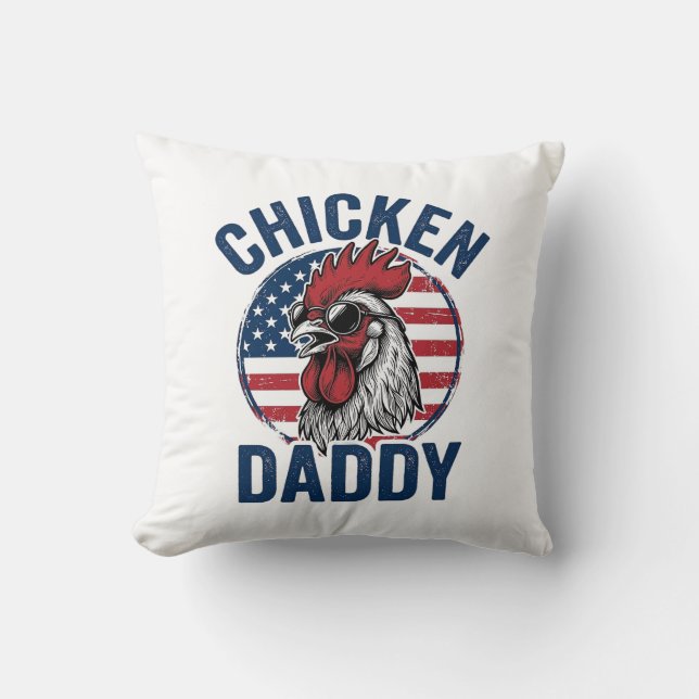 Cojín Decorativo Chicken Daddy Rooster Vintage Patriotic Shirt Desi (Anverso)