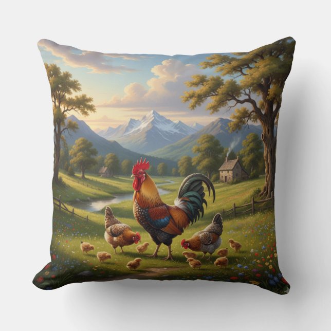 Cojín Decorativo Chicken Farm House Throw Pillow (Anverso)