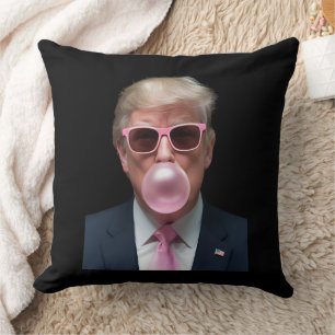 Cojín Decorativo Chicle Trump Rosa Divertido Presidente de EE. UU.