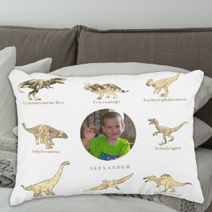 Cojín Decorativo Chicos Dinosaurio Nombre y Foto Personalizados