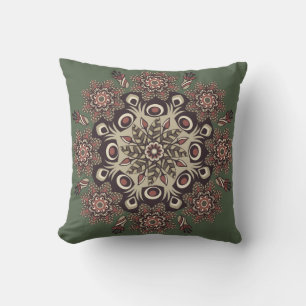 Cojín Decorativo Chiffon verde/ limón reversible Mandala Pillow