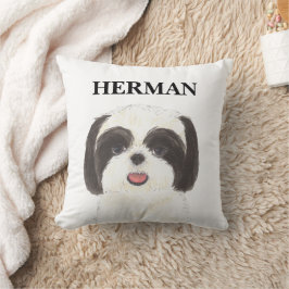 Cojín Decorativo Chih Tzu blanco y negro reversible personalizado
