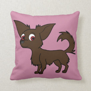 Cojín Decorativo Chihuahua del chocolate con el pelo largo