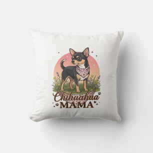 Cojín Decorativo Chihuahua Mama Perro Bandana Floral Rosa_1