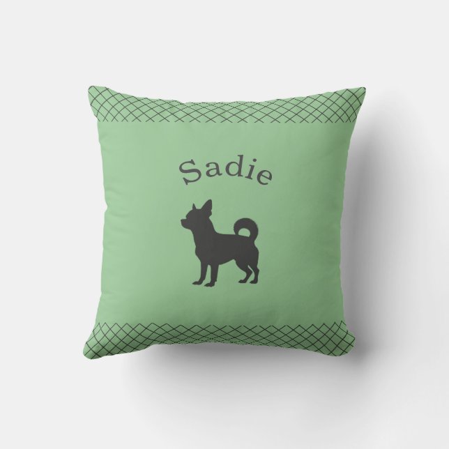 Cojín Decorativo Chihuahua Personalizado a Juego Verde Pastel (Reverso)