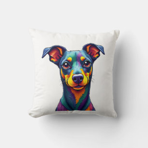 Cojín Decorativo Chihuahua  Pintura Abstracta  Color  Perro Lindo (