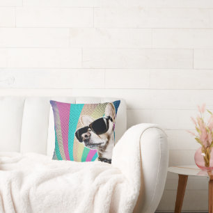 Cojín Decorativo Chihuahua Retro con Gafas