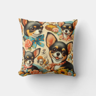 Cojín Decorativo Chihuahua sin costura vintage