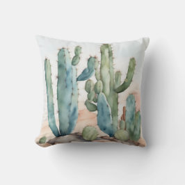 Cojín Decorativo Chihuahuan Charm | Acuarela Cactus Decorativa