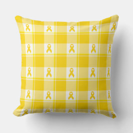 Cojín Decorativo Childhood Cancer Awareness Plaid Gold Ribbon
