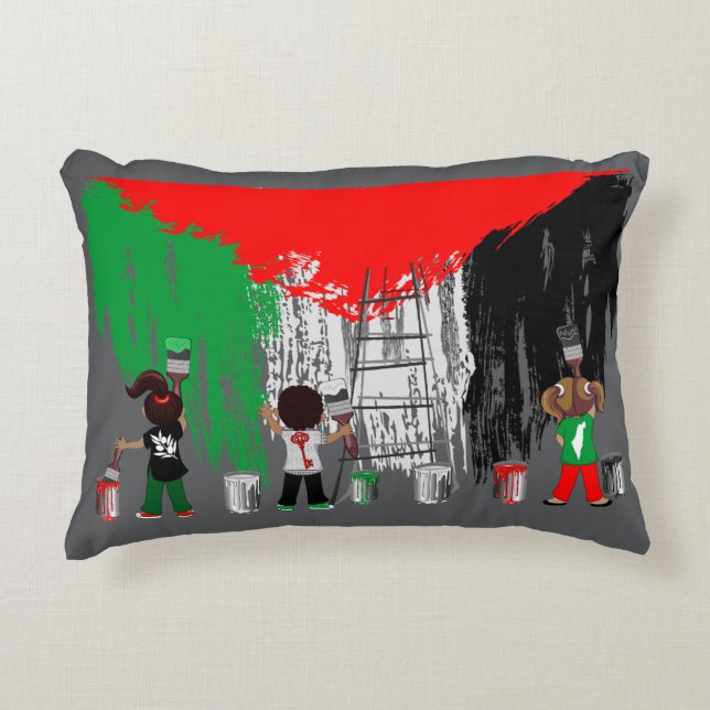 Cojín Decorativo Children of Gaza Painting Palestine Flag  (Anverso)