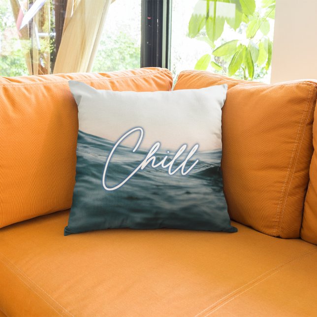 Cojín Decorativo Chill Beach House Ocean Wave (Chill Beach House Ocean Wave Throw Pillow)