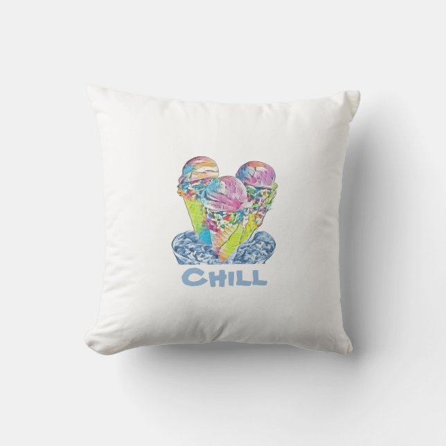 Cojín Decorativo Chill Ice cream Throw Pillow (Anverso)