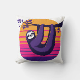 Cojín Decorativo Chill Like a Sloth - Retro Sunset Sloth