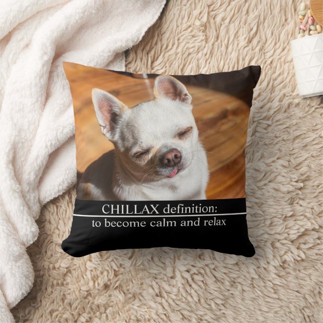 Cojín Decorativo Chillax Chihuahua lengua relajada somnolienta Foto (Manta)
