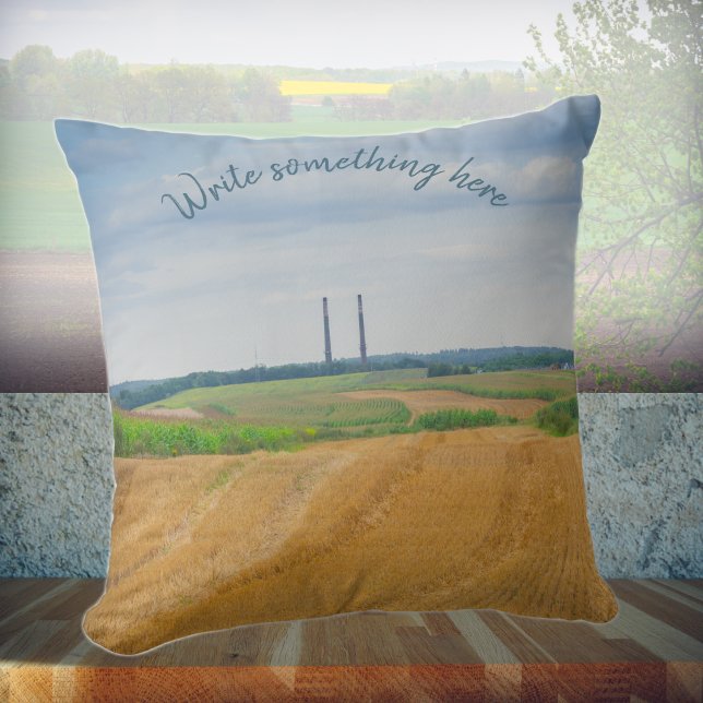 Cojín Decorativo Chimeneas de fábrica con campo amarillo (Subido por el creador)