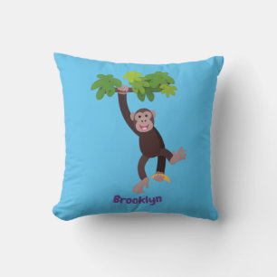 Cojín Decorativo Chimpancé lindo en personalizado colgante de la ju