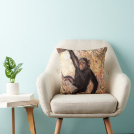 Cojín Decorativo Chimpancé por CE Swan, Animales Salvajes de la Jun
