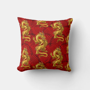 Cojín decorativo chino del Dragón Oro Lucky