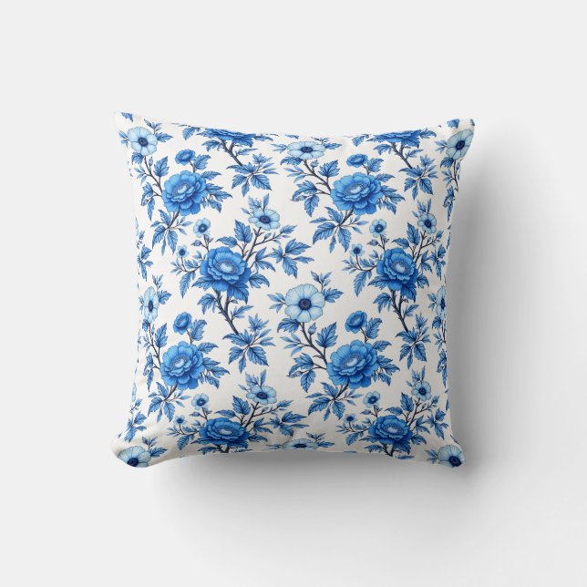Cojín Decorativo Chinoisería azul y blanca (Anverso)
